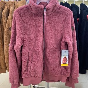 NWT Free Country Plush Sherpa Jacket Carmel, Pink Clay, and Black
